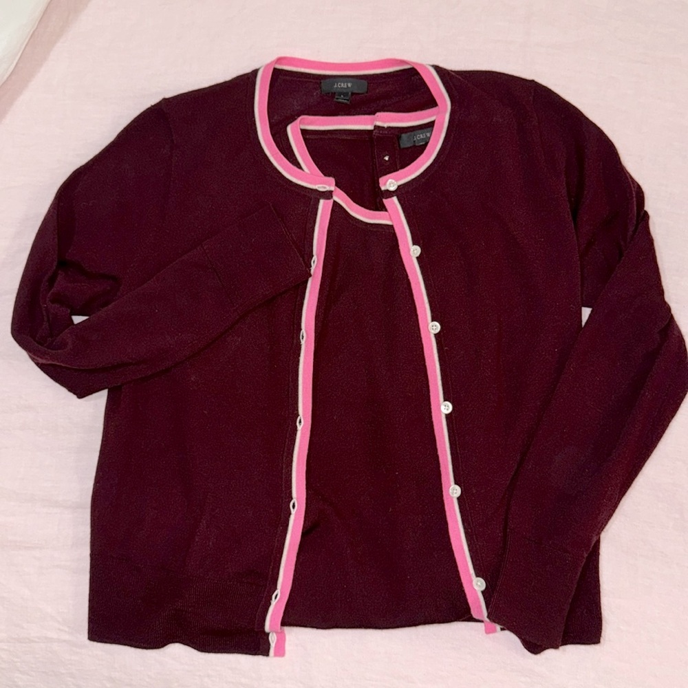 J Crew sweater twinset shell and cardigan - repaired